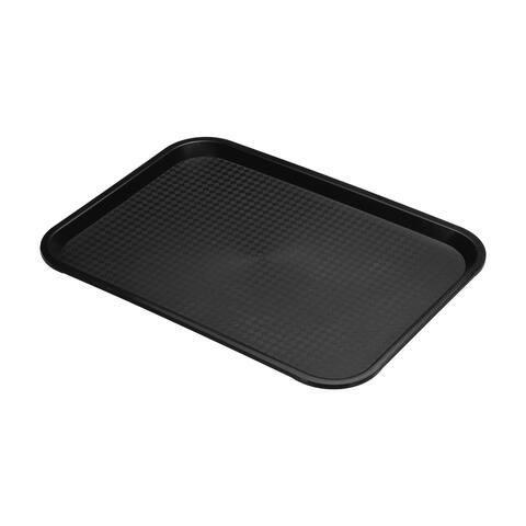 14x11" Fast Food Tray, PP Plastic Multi-Purpose Rectangle Serving Tray, Black