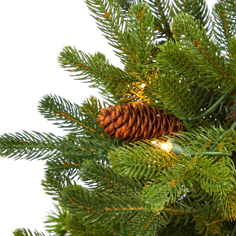 3.5Ft Artificial Christmas Tree with Lights & Pine Cones - Holiday Decor - Red - 36