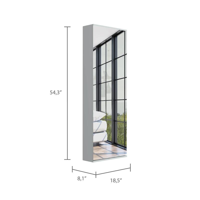 Connecticut Wall Mounted Mirror Shoe Rack with 5 Internal Shelves, 10 Shoe Capacity