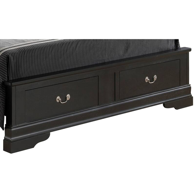 Full Sleigh Bed with Two Storage Drawers - 84" - Black