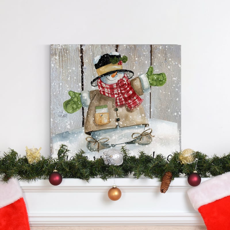 Winter Wishes Snowman-Premium Gallery Wrapped Canvas - Ready to Hang