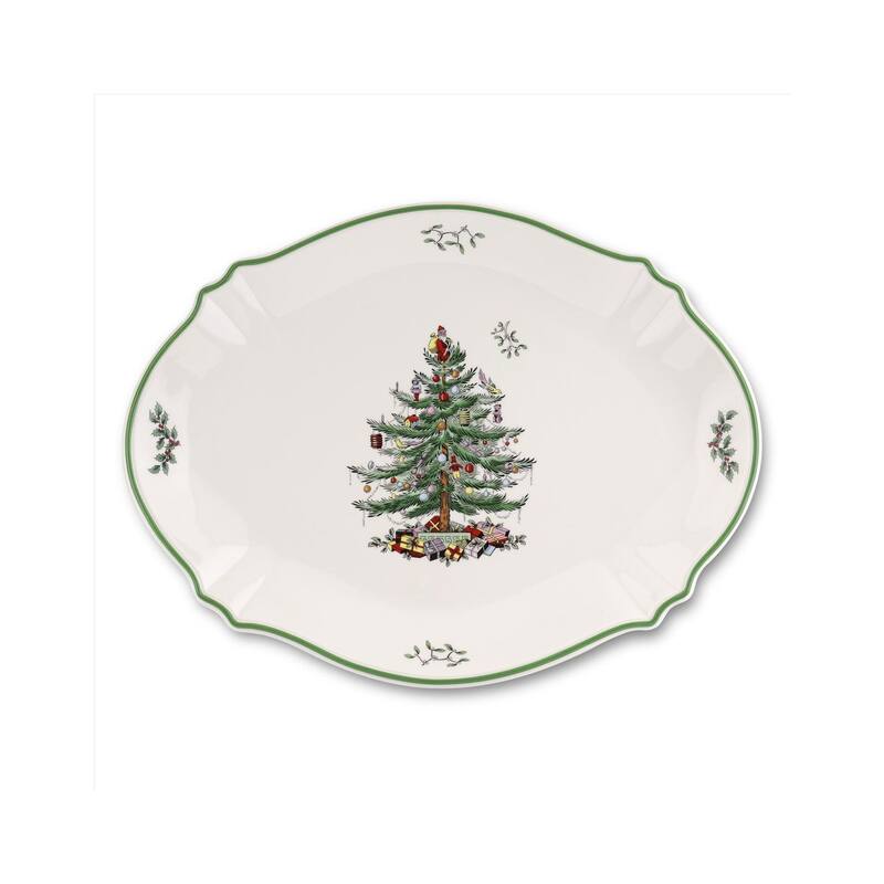 Spode Christmas Tree Oval Platter - 17" L x 14" W