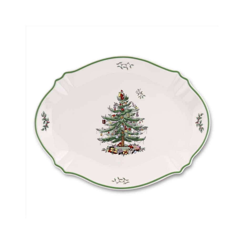 Spode Christmas Tree Oval Platter - 17" L x 14" W