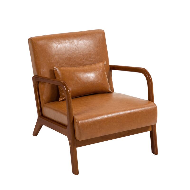 2 Set Mid Century ModernUpholstered Accent Chairs Armchair with Pillow