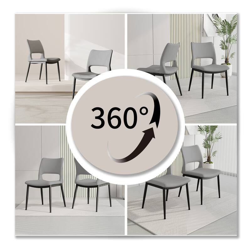 Modern minimalist PU leather Dining Chairs Set of 2, comfortable backrest design, metal leg support, for restaurants, kitchens