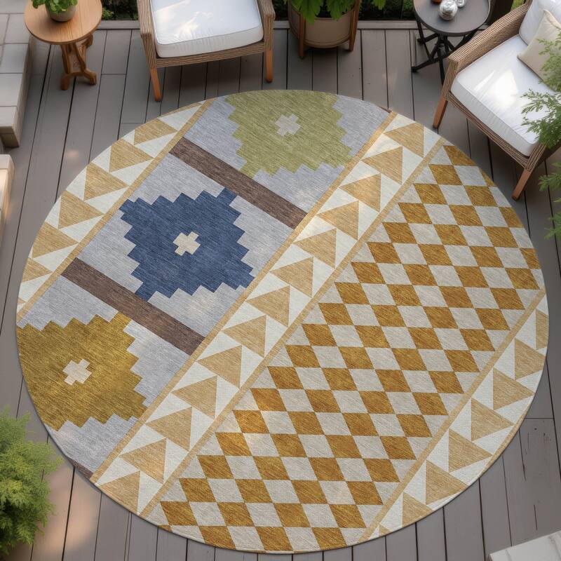 Machine Washable Indoor/ Outdoor Global Pima Chantille Rug - Copper - 8' x 8'