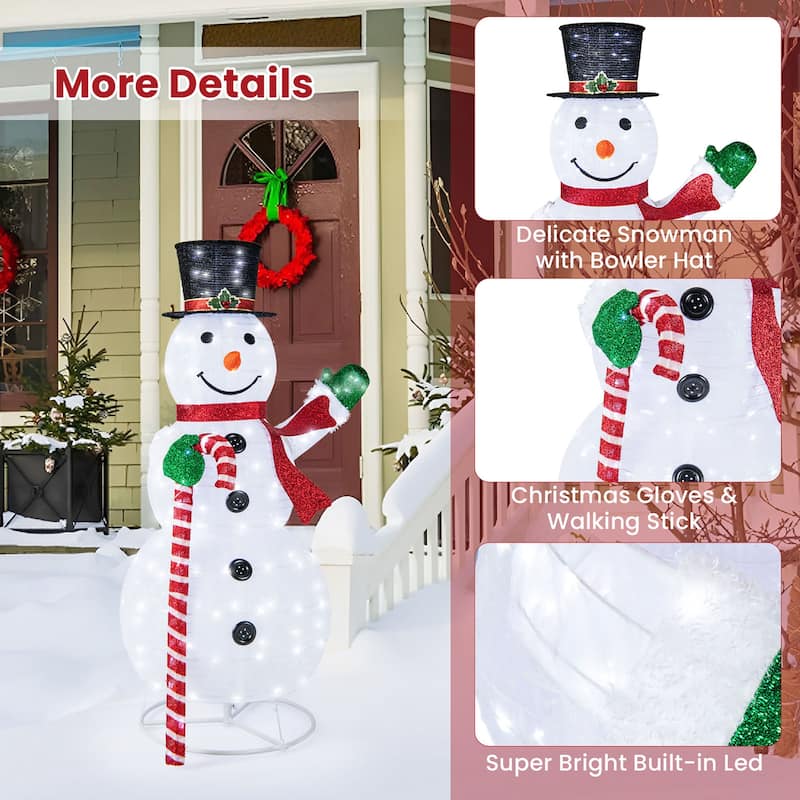 Gymax 5FT Lighted Christmas Snowman Outdoor Pop-up Snow Man w/ LED