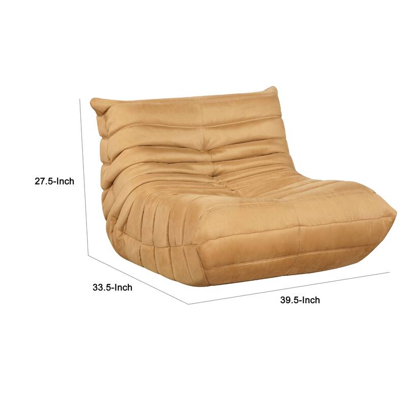 Revena Accent Floor Chair, Pleated Yellow Microfiber Fabric, Curved
