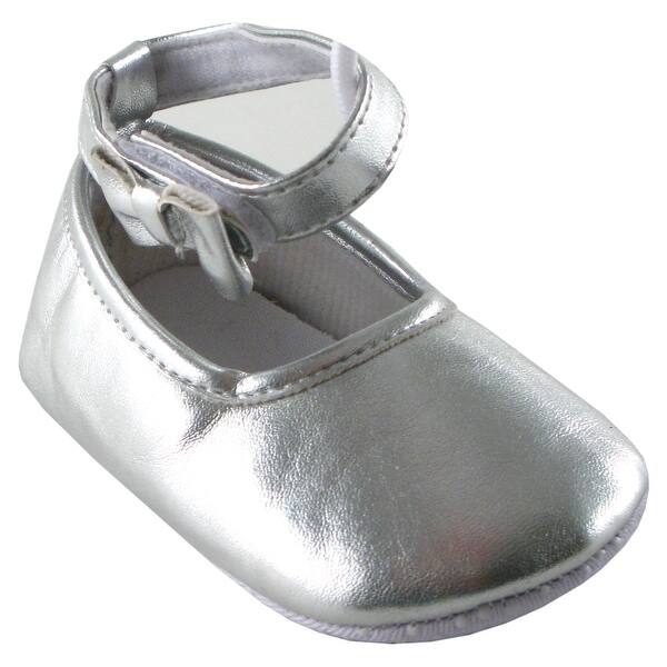 slide 1 of 1, Luvable Friends Baby Girl Crib Shoes, Silver 0-6 Months - Silver
