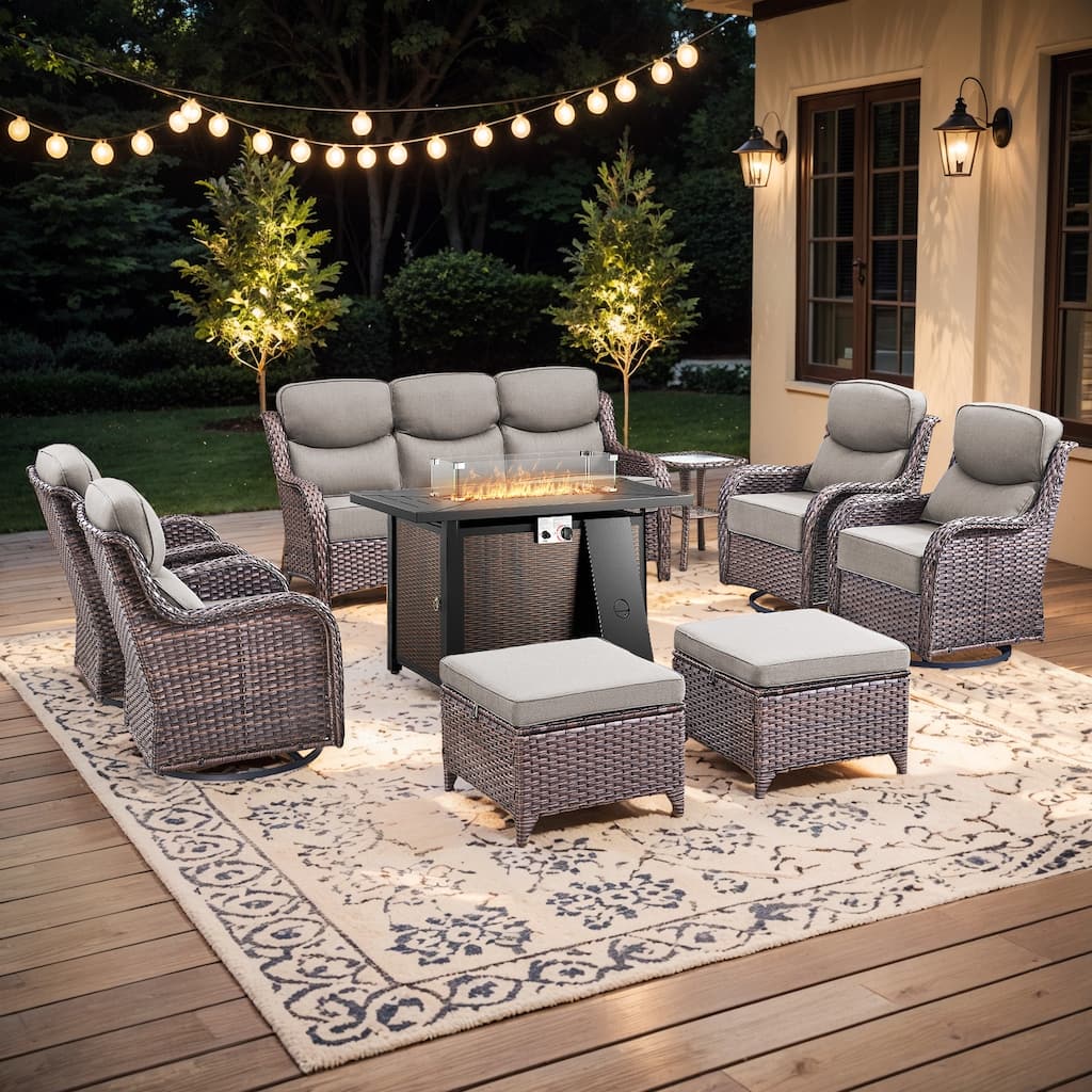 Pocassy Patio Furniture Set with 43 inch Fire Pit Table