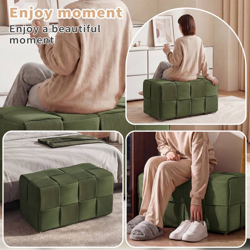 Ottoman Foot Rest Soft and Comfortable Ottoman Square Corduroy Woven Design Sofa Stool