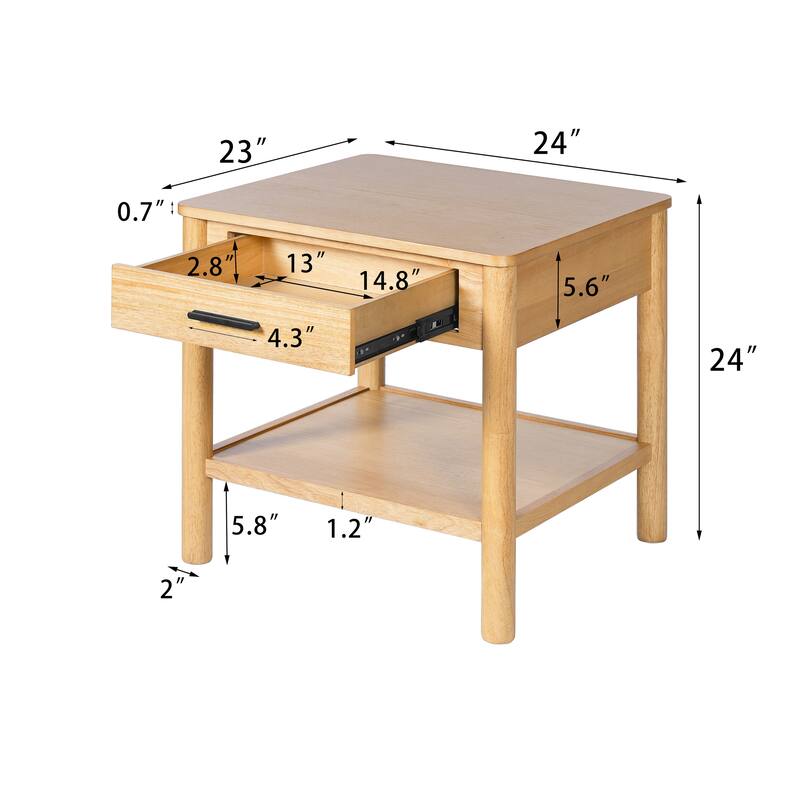 Modern Style Natural Color 1 Drawer Nightstand Side Table
