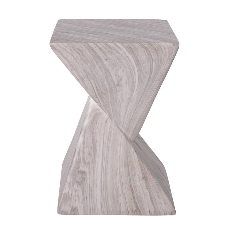 Christopher Knight Home - Modern Indoor/Outdoor 18.5"H Geometric Faux Marble MgO Accent Side Table with Sculptural Fluted Design