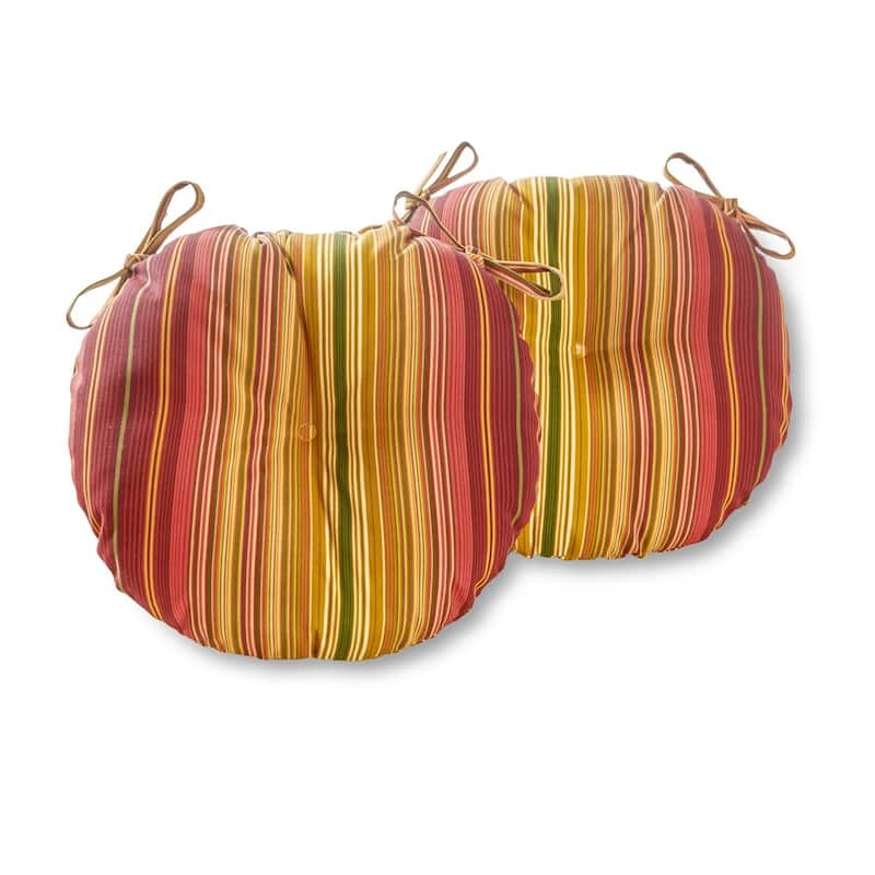Outdoor 15-inch Kinnabari Stripe Bistro Chair Cushions (Set of 2)
