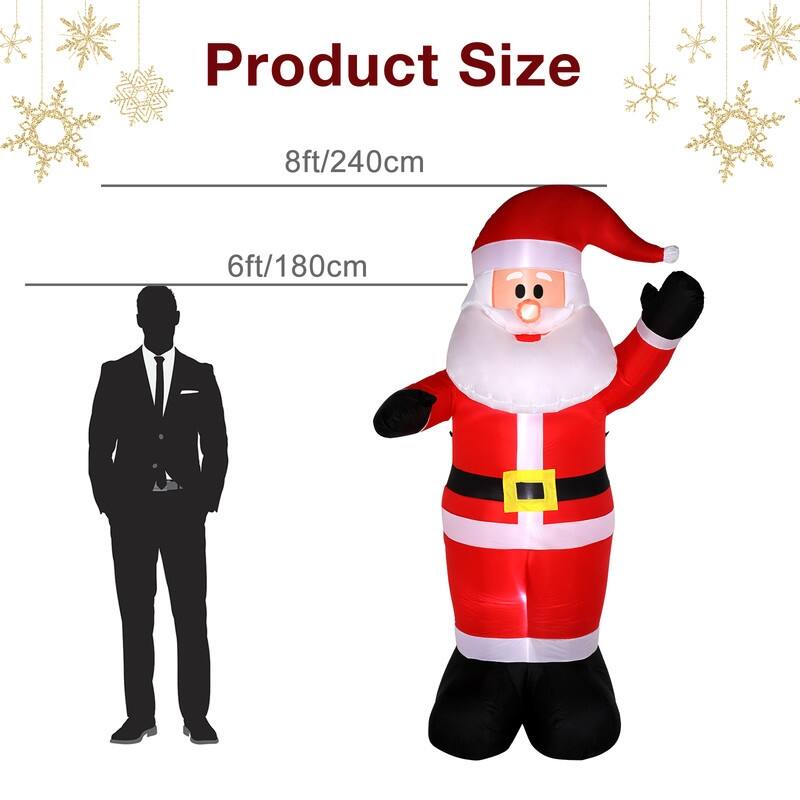 8 Ft. Christmas Santa Claus Inflatables Outdoor Decoration with LED Lights
