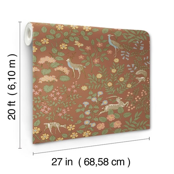 Erin & Ben Rust Woodland Floral Peel and Stick Wallpaper - Bed Bath ...