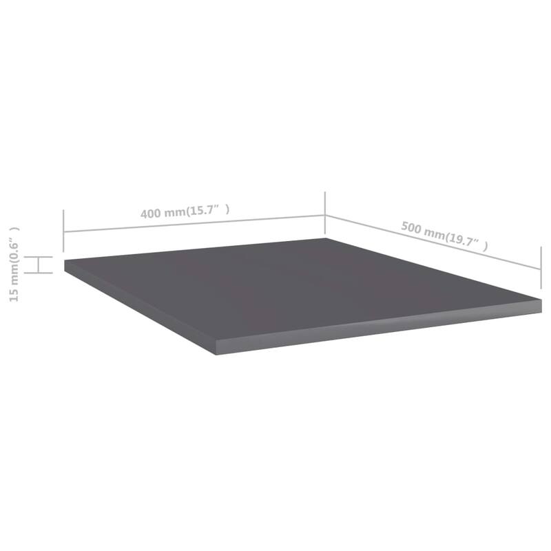 vidaXL Bookshelf Boards 8 pcs High Gloss Gray 15.7"x19.7"x0.6" Chipboard