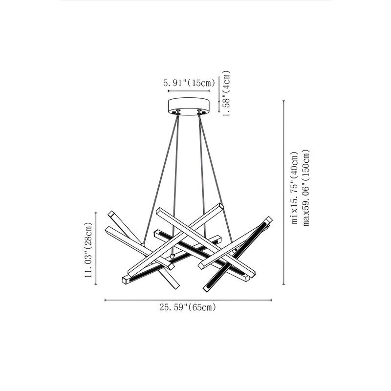 LED Integrated Nordic Modern Linear Sleek Gold Chandelier