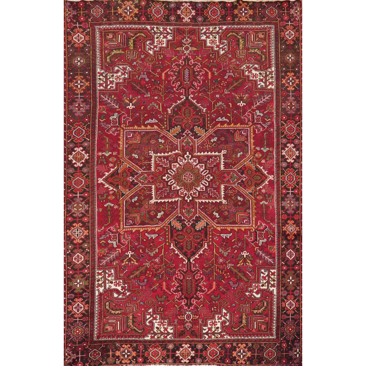 Hand Knotted Oriental 100% Wool Carpet Traditional Medallion Red Heriz Area Rug - 10' 5'' X 8' 0''