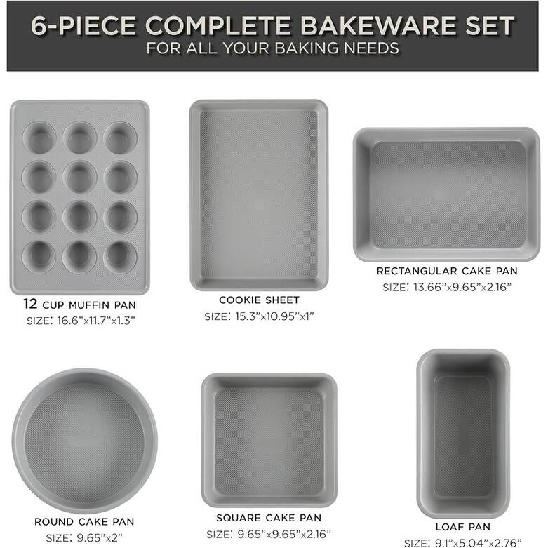 Country Kitchen Nonstick Heavy Duty Stackable Bakeware Set - Durable, Easy Release Baking Set, 6 Pcs