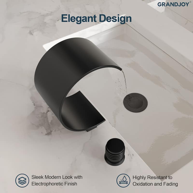 GRANDJOY High Arc Waterfall Widespread Bathroom Sink Faucet