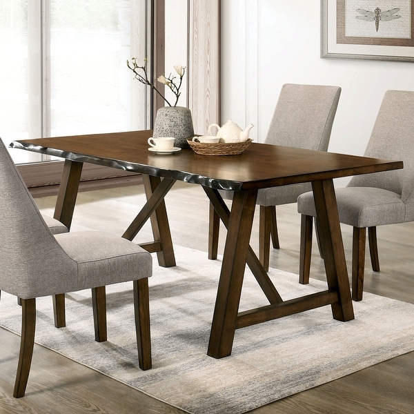 Furniture of America Leesie Rustic Walnut 71-inch Trestle Dining Table. Opens flyout.