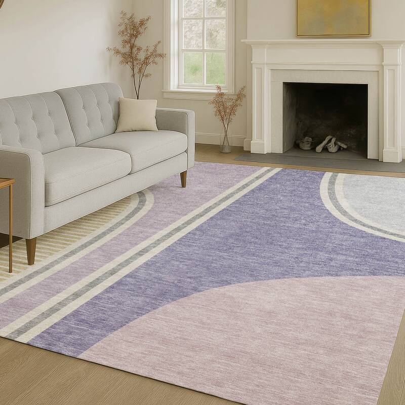 Machine Washable Indoor/ Outdoor Contemporary Keely Chantille Rug