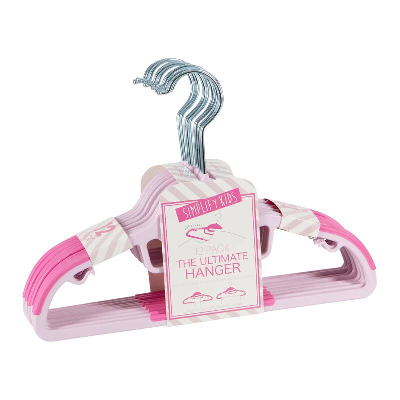 Simplify Kids 12 Pack Collar Saver Ultimate Hangers - 11.7" x 8.2" - Pink