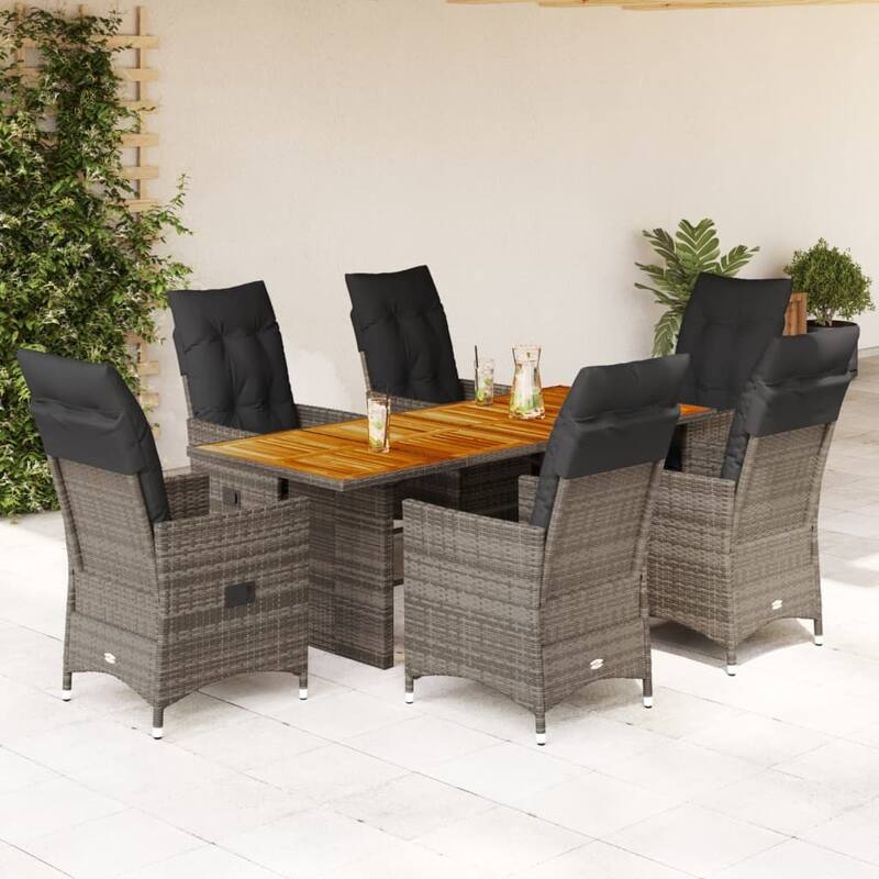 vidaXL Garden Dining Set Grey - 23.2 x 22.0 x 36.2 in - Grey-1