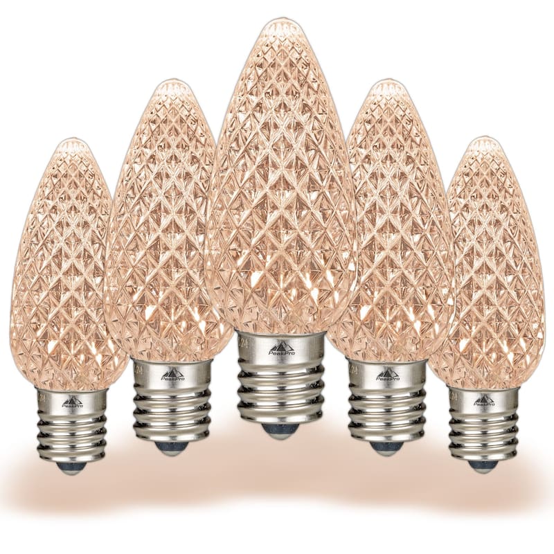 25 Pack C9 LED Outdoor Christmas Replacement Bulbs, C9/E17 Base - Warm White (3000K)