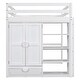 preview thumbnail 7 of 13, White Full Size Loft Bed with Desk & Built-in Wardrobe, Solid Wood Bed Frame with Storage Shelves & Drawers,No Box Spring Needed
