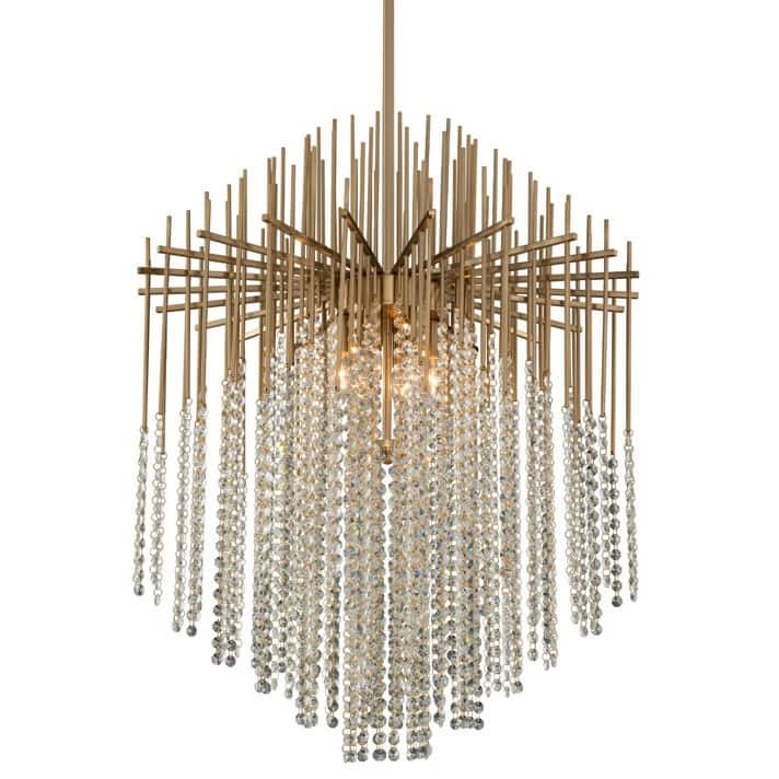 Allegri Estrella 6 Light 26" Wide Crystal Pendant - Brushed Champagne Gold