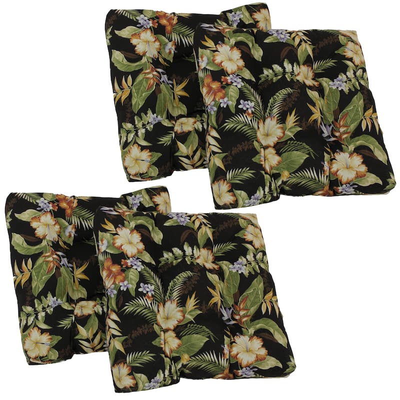 19-inch Square Tufted Indoor/Outdoor Chair Cushions (Set of 4) - Freeport Ebony