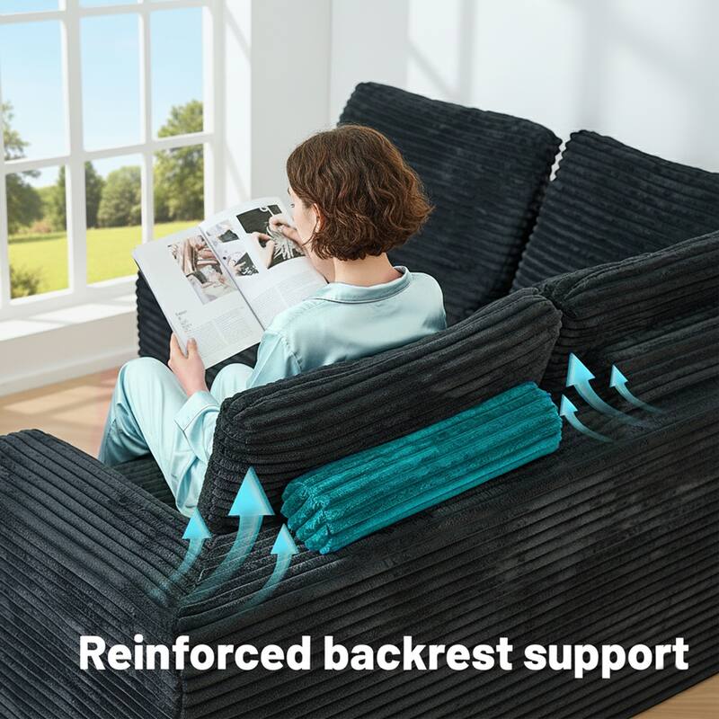 135.5 Inch U Shaped Modular Sectional Sofa, 6 Seat Corduroy Chaise Couch with Reversible Layout