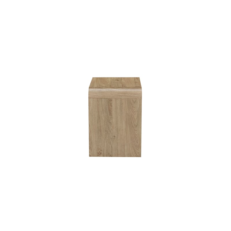 Maria Side End Table, Drawer and Waterfall Style, Beige Wood 22 Inch