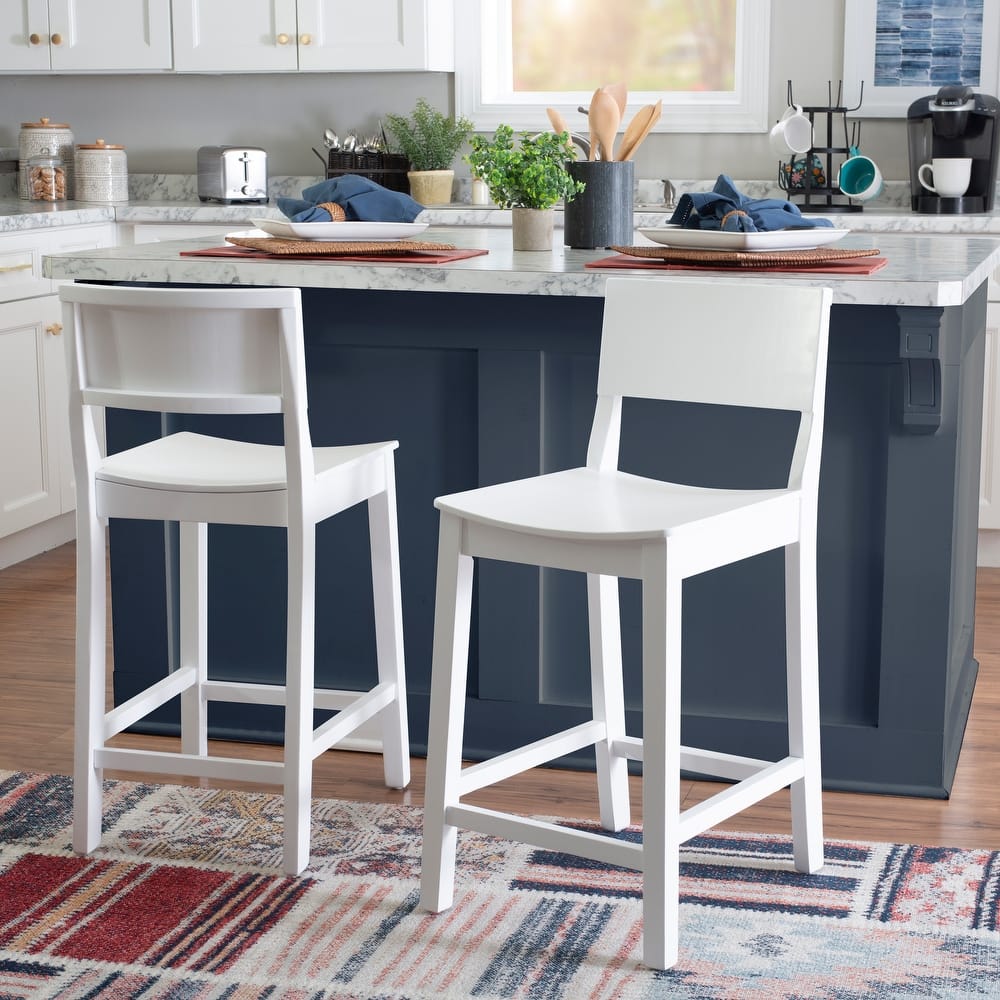 Linon Dahlia Wood 24-Inch Armless Counter Stool (Set of 2)