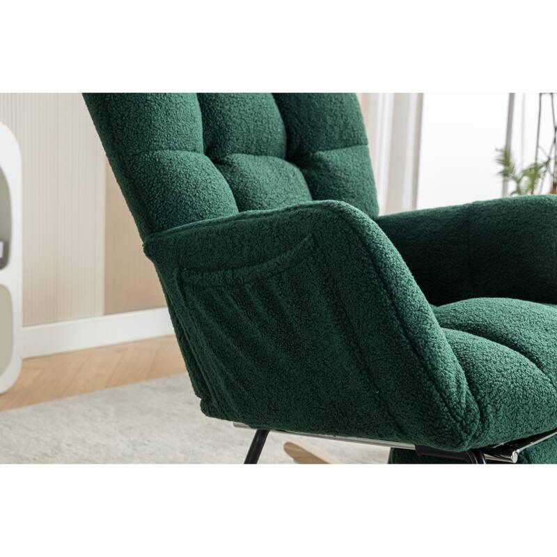 Teddy Fabric Rocking Chair With Adjustable Footrest