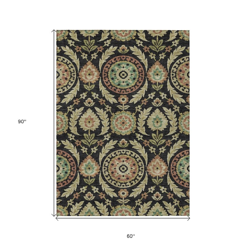 HomeRoots Floral Transitional Rectangle Outdoor Rug