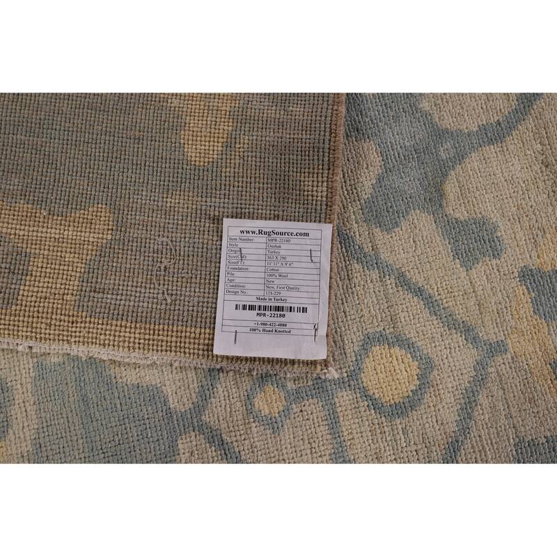 Vegetable Dye Floral Oushak Turkish Rug Hand-Knotted Wool Carpet - 9'6" x 11'11"