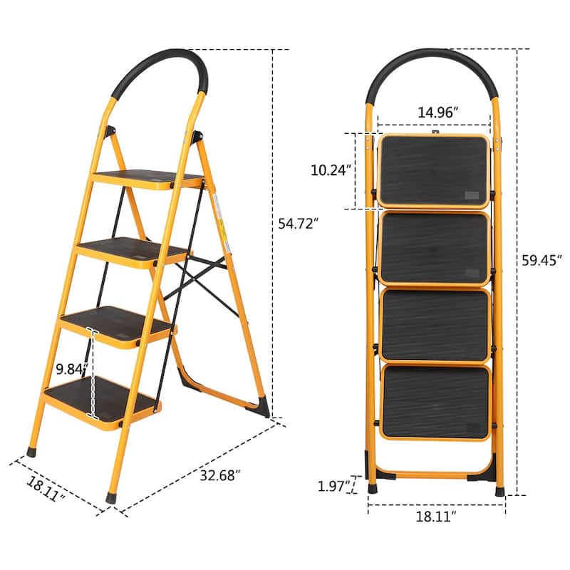 Portable 2/3/4 Step Ladder Lightweight Ladders with Sturdy Steel and Anti-Slip Wide Pedal (330 Lb)