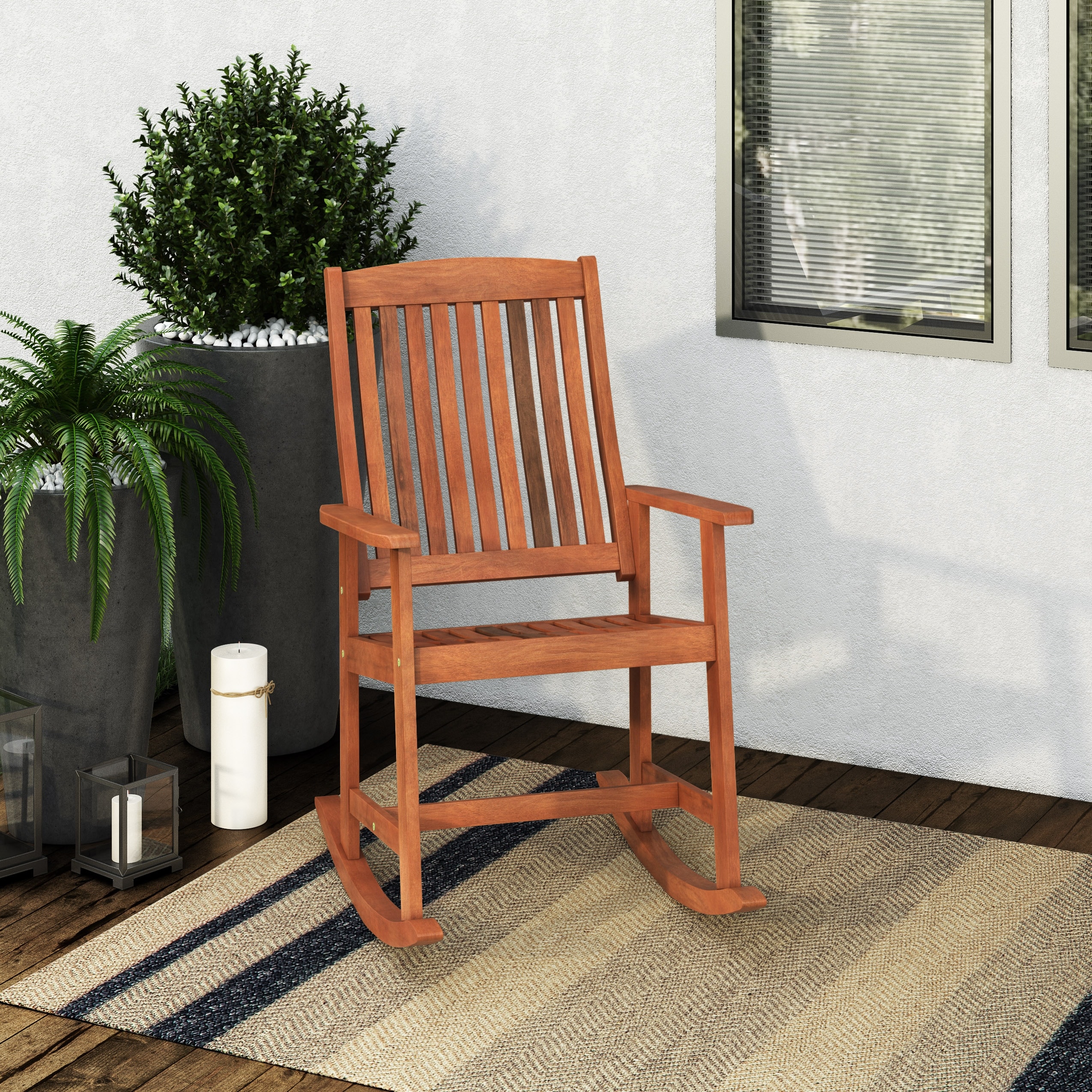 CorLiving Miramar Natural Hardwood Outdoor Rocking Chair Bed
