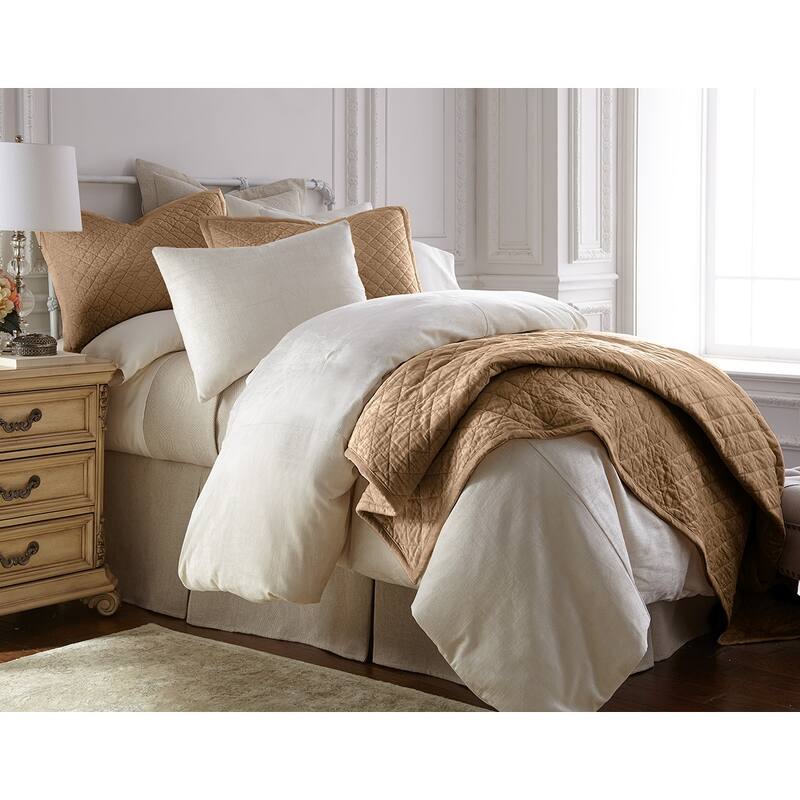 Simona Rayon Velvet Sham, Caramel, King - King - Caramel
