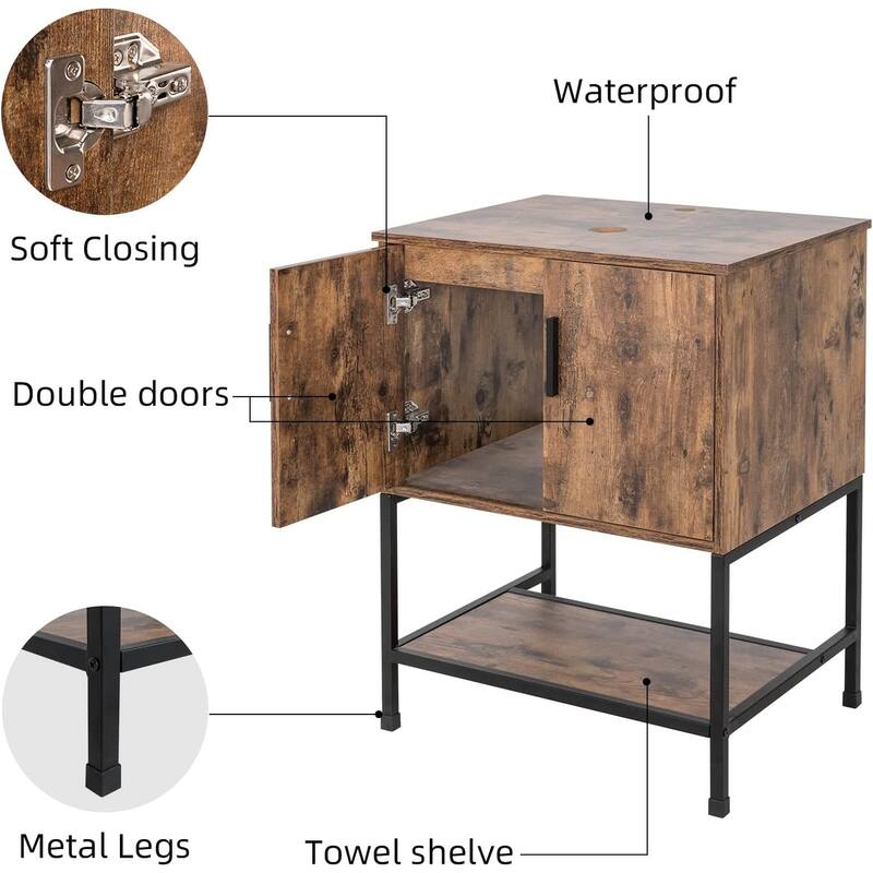 48" Bathroom Vanity Set Organizer Top Vessel Sink W/ Faucet Drain Cabinet Combo