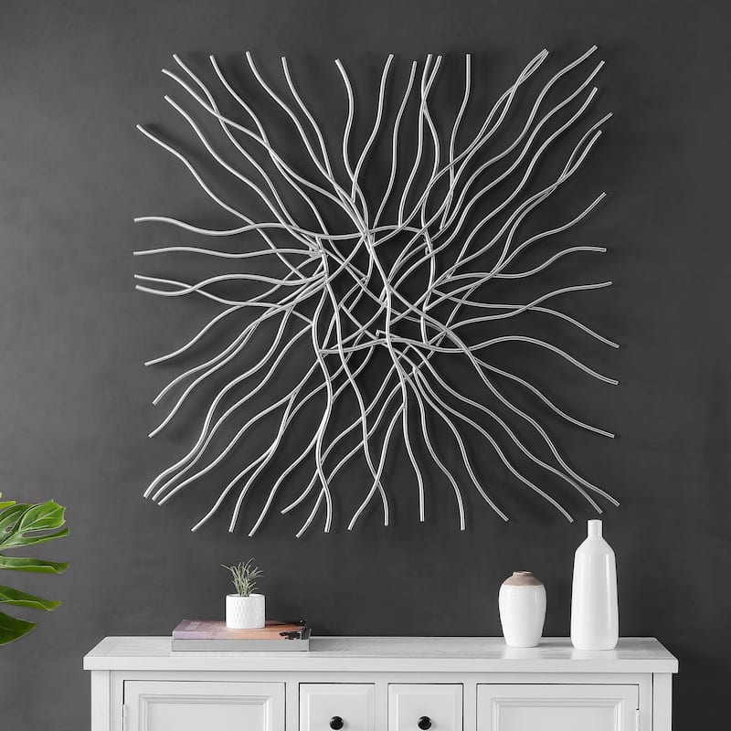 SAFAVIEH Katsuko Modern Silver Wall Decor - 40" W x 1.5" L x 40" H - 40Wx2Dx40H