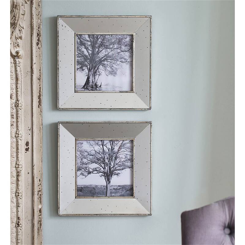 Modern S/2 Vintage Silver Reflective Picture Frames