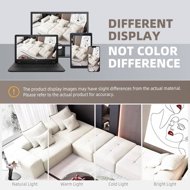 Modern 6 PCS DIY Combination Tufted Modular Sofa with 6 Pillows