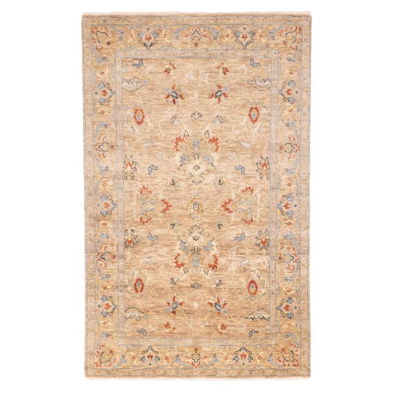 ECARPETGALLERY Hand-knotted Modern Oushak Tan Wool Rug - 5'0 x 8'0