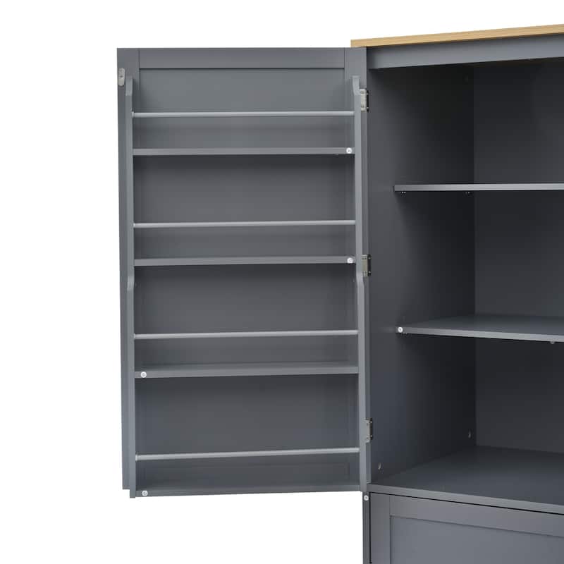 Large Storage Cabinet Pantry Sideboard with 8 Door Shelves & 2 Drawers