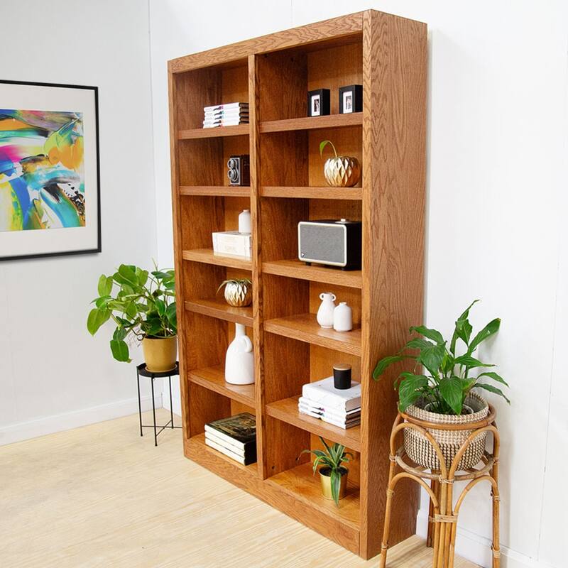 Concepts in Wood Double Wide Wood Bookcase, 12 Shelf, 84 inch Tall