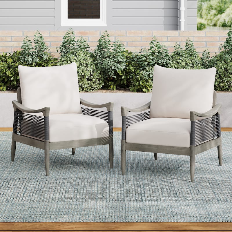 Christopher Knight Home - Riviera Acacia Wood Patio Club Chair with Woven Rope Accents